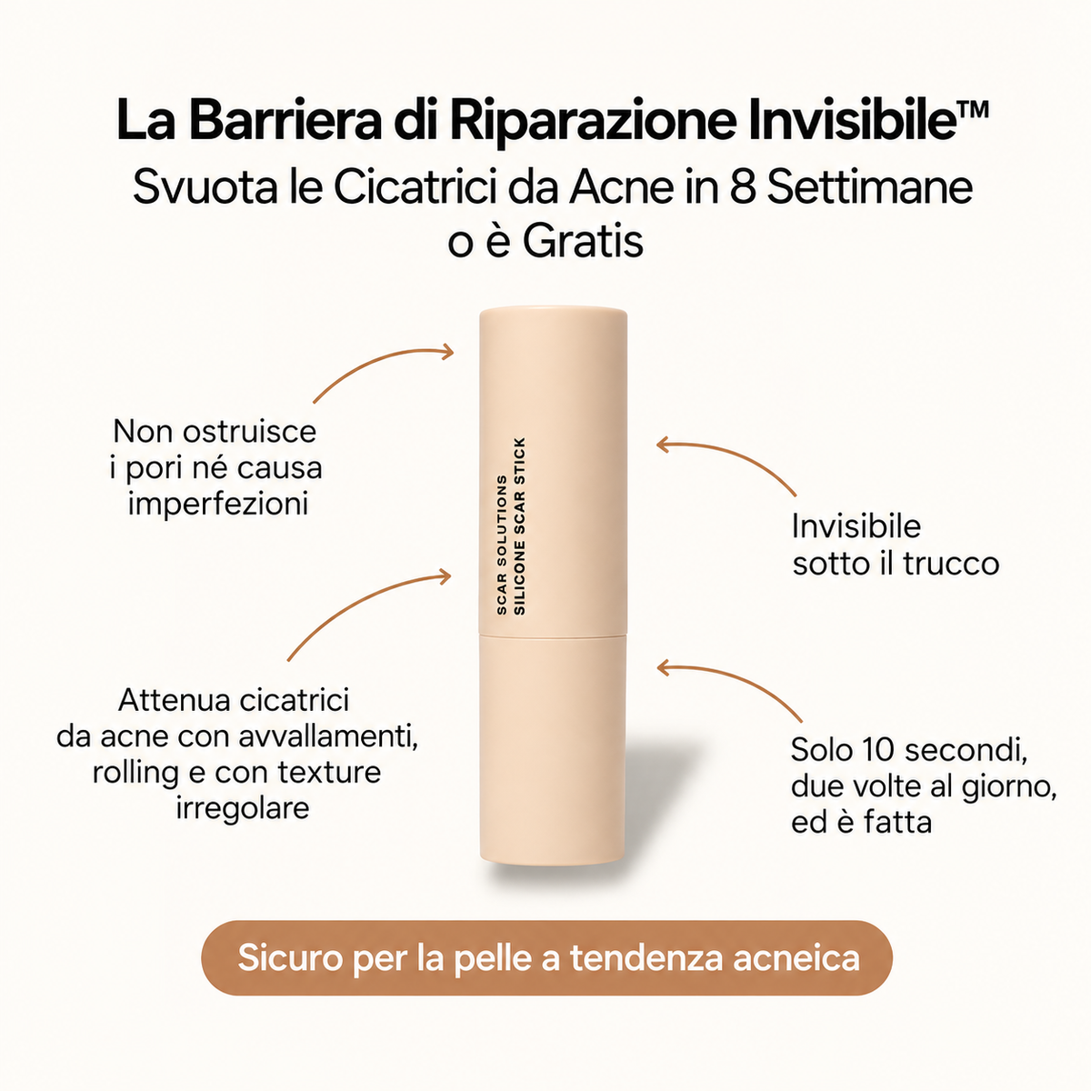 ScarSilk™ - Stick al Silicone Medicale per Cicatrici da Acne