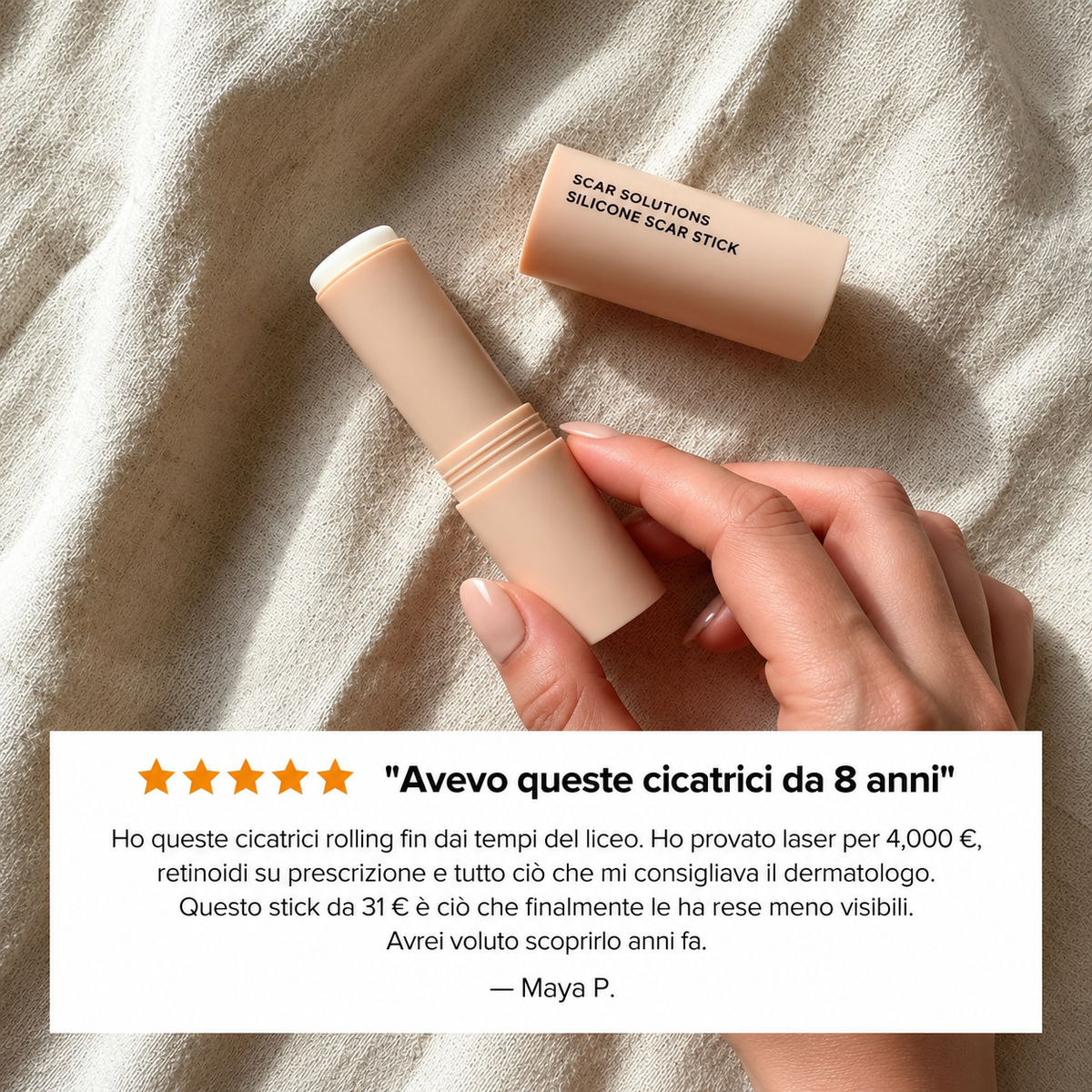 ScarSilk™ - Stick al Silicone Medicale per Cicatrici da Acne
